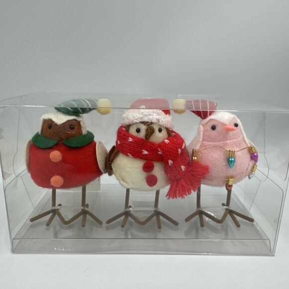 Target Wondershop 3-Pack Mini Fabric Birds 3.5" Tinsel Crinkle Bauble 2023 New - Picture 1 of 5